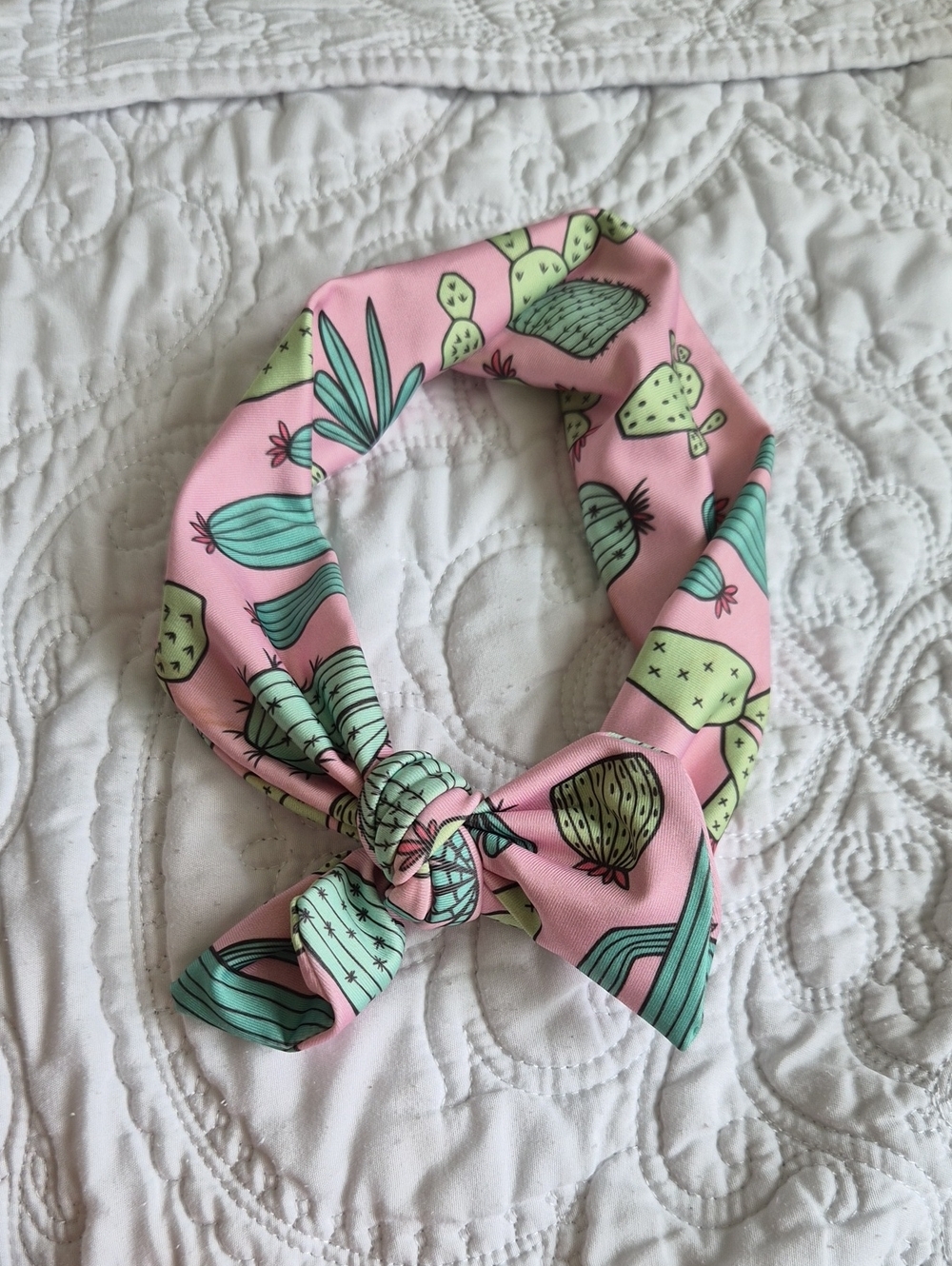 Pink Cactus Print Headband Scarf